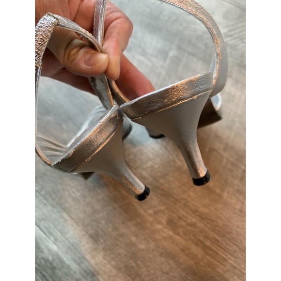 CAPARROS STRAPPY SLINGBACK SANDALS SILVER WEDDING FORMAL SHOES WOMENS SIZE 7 - Picture 7 of 10